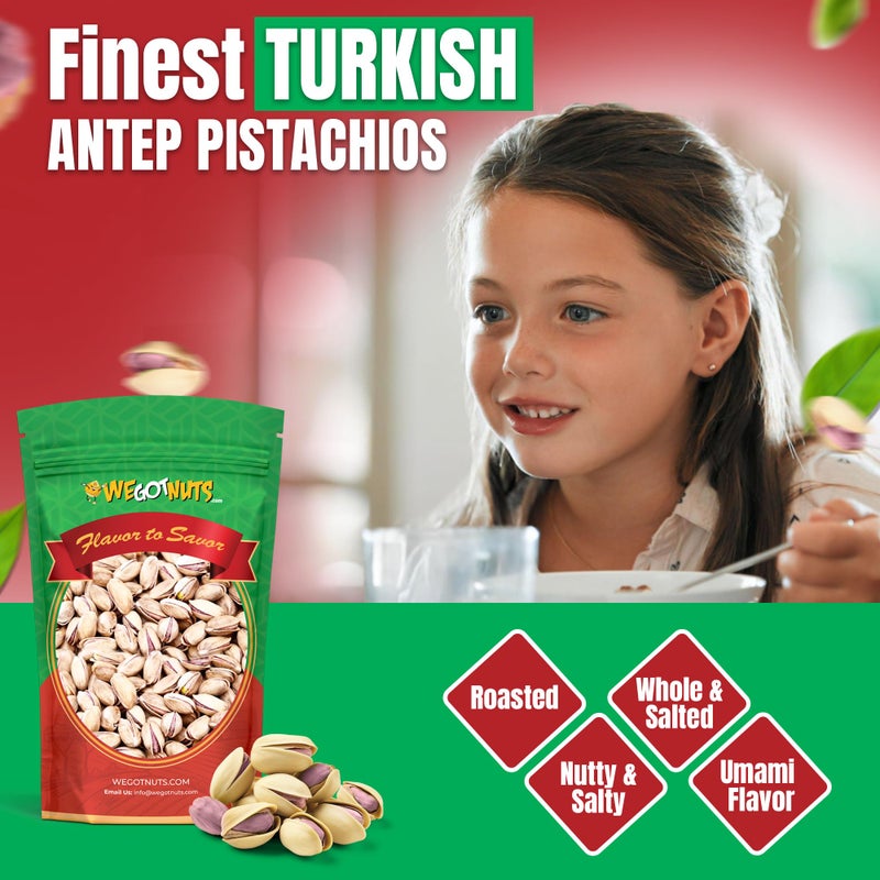 We Got Nuts Turkish Antep Pistachios 5 Pounds (80oz) - Premium Quality Kosher Roasted Pistachios By We Got Nuts - Natural & Healthy Rich Flavor Snack - Whole, & Salted - Air-Tight Resealable Bag Package - Image 5